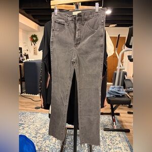 Madewell Stovepipe Ankle Jeans Grey Wash with Raw Hem